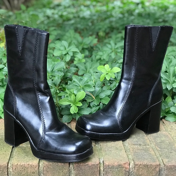 LOWER EAST SIDE Shoes - LOWER EAST SIDE 8.5 Black chunky heel moto boots